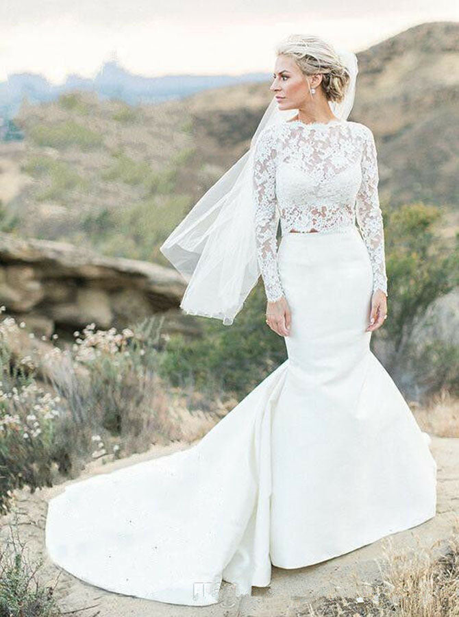 White Wedding Dresses,Tight Wedding Dress,Illusion Wedding Dress,WD00286 US16 / Champagne