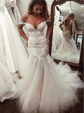 Mermaid Wedding Dresses,Off Shoulder bridal Dress,Lace Bridal Dress,Elegant Bridal Dress,WD00210