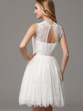 White Cocktail Dresses,Lace Cocktail Dress,A-line Cocktail Dress,CD00006