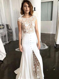 Mermaid Wedding Dress with Cap Sleeves,Modern Wedding Dress,BD00192