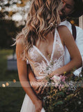 Ivory Wedding Gown,Boho A-line Wedding Dress,Floor Length Bridal Gown,WD00203