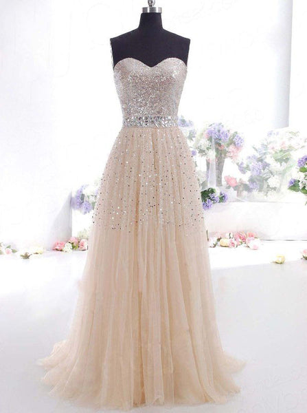 Dazzling Sweetheart Long Prom Dress,Beaded Princess Evening Dress,Formal Girls Party Dress PD00157