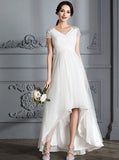 Beach Wedding Dresses,High Low Wedding Dress,Wedding Dress with Sleeves,WD00293