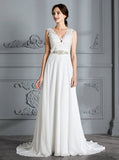Informal Wedding Dresses,Chiffon Bridal Dress with Train,Beach Wedding Dress,WD00294
