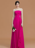 Fuchsia Bridesmaid Dresses,Strapless Bridesmaid Dress,Long Bridesmaid Dress,BD00225