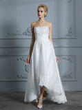 High Low Wedding Dresses,Strapless Bridal Dress,Beach Wedding Dress,WD00299