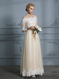 Vintage Wedding Dress,Boho Bridal Dress with Sleeves,Off the Shoulder Wedding Dress,WD00298