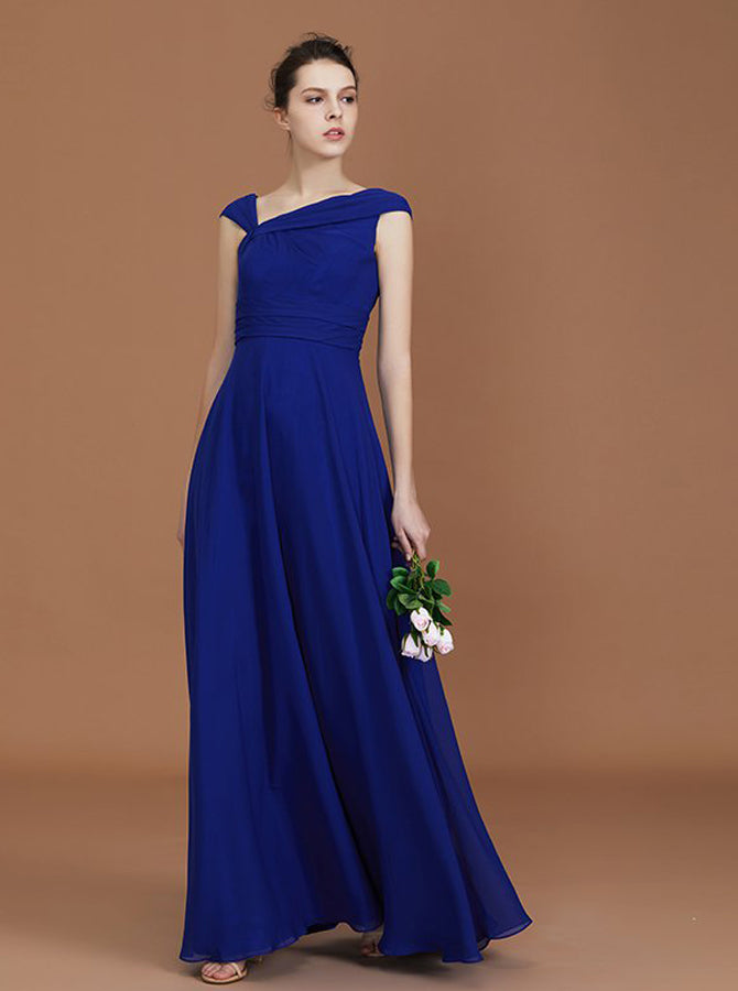 Royal Blue Asymmetrical Bridesmaid Dresses,Simple Bridesmaid Dress,BD0