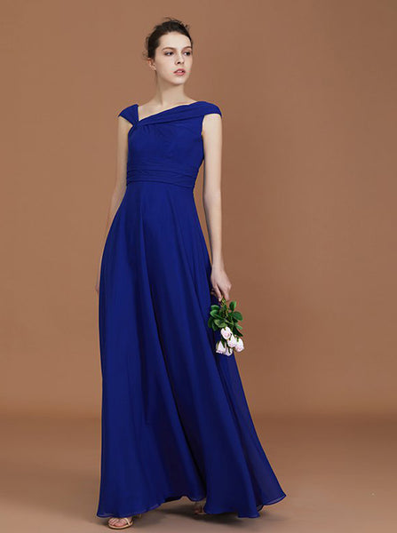 Royal Blue Asymmetrical Bridesmaid Dresses,Simple Bridesmaid Dress,BD00329