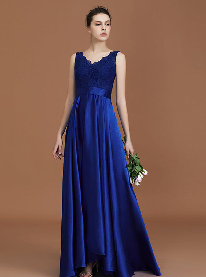 Royal Blue Bridesmaid Dresses,A-line Bridesmaid Dress,Satin Bridesmaid