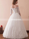 Floor Length Bridal Gown,Off the Shoulder Wedding Dress,Ball Gown Wedding Dress,WD00232