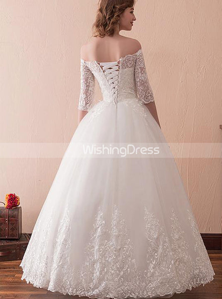 Floor Length Bridal Gown,Off the Shoulder Wedding Dress,Ball Gown Wedding Dress,WD00232