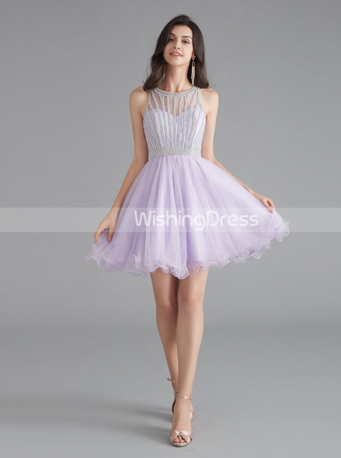 A-line Tulle Homecoming Dresses for Teens,Graduation Dress Short,HC001 - Wishingdress A-line Tulle Homecoming Dresses for Teens,Graduation Dress Short,HC001 - Wishingdress