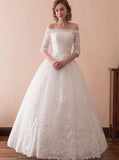 Floor Length Bridal Gown,Off the Shoulder Wedding Dress,Ball Gown Wedding Dress,WD00232