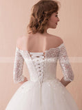 Floor Length Bridal Gown,Off the Shoulder Wedding Dress,Ball Gown Wedding Dress,WD00232