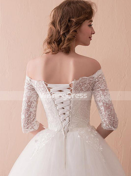Floor Length Bridal Gown,Off the Shoulder Wedding Dress,Ball Gown Wedding Dress,WD00232