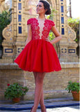 Red Homecoming Dresses,Short Cocktail Dresses,Sexy Homecoming Dress,HC00029