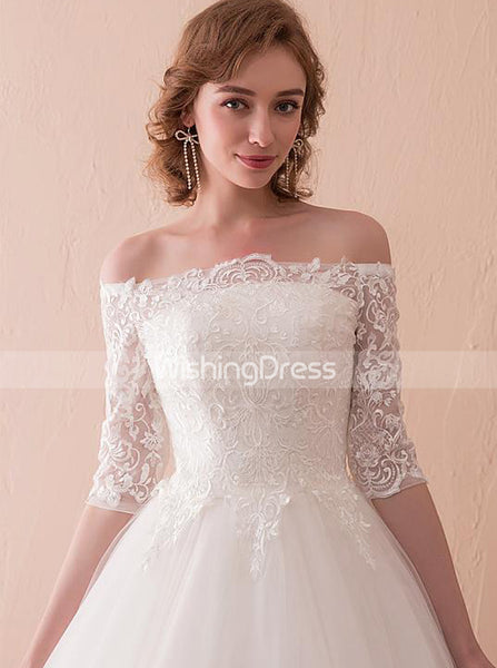 Floor Length Bridal Gown,Off the Shoulder Wedding Dress,Ball Gown Wedding Dress,WD00232