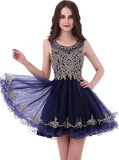 Dark Navy Homecoming Dresses,Tulle Sweet 16 Dress,Short Homecoming Dress,HC00104