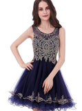 Dark Navy Homecoming Dresses,Tulle Sweet 16 Dress,Short Homecoming Dress,HC00104