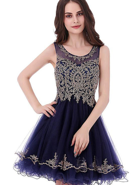 Dark Navy Homecoming Dresses,Tulle Sweet 16 Dress,Short Homecoming Dress,HC00104