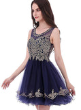 Dark Navy Homecoming Dresses,Tulle Sweet 16 Dress,Short Homecoming Dress,HC00104
