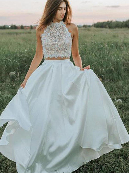 Two Piece Wedding Dresses,Outdoor Wedding Dress,Trendy Wedding Dress,WD00166