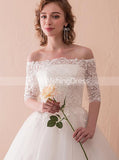 Floor Length Bridal Gown,Off the Shoulder Wedding Dress,Ball Gown Wedding Dress,WD00232