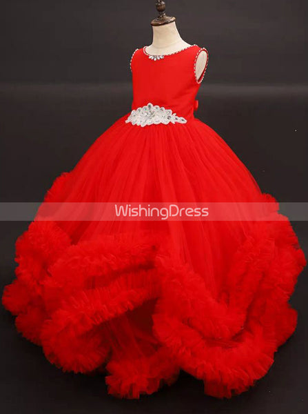 Stunning Red Little Girls Pageant Dresses,Unique Little Girls Princess Dress,GPD0054