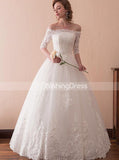 Floor Length Bridal Gown,Off the Shoulder Wedding Dress,Ball Gown Wedding Dress,WD00232