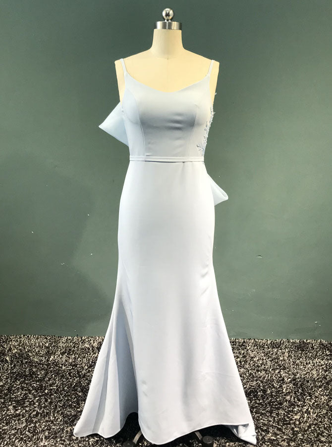 Trendy Bridesmaid Dress,Mermaid Bridesmaid Dress,Strappy Satin Bridesm