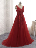 Burgundy Bridesmaid Dress,Tulle Bridesmaid Dress Aline,Lace Bridesmaid Dress,BD00197