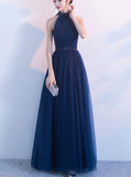 Dark Navy Bridesmaid Dress,Tulle Bridesmaid Dress,Long Bridesmaid Dress,BD00191