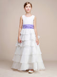 White Junior Bridesmaid Dresses,Layered Chiffon Junior Bridesmaid Dress,Flower Girl Dress,JB00010