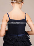Dark Navy Junior Bridesmaid Dresses,Tulle Ruffled Junior Bridesmaid Dress,JB00032