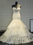 Mermaid Lace Wedding Dress,Vintage Sweetheart Bridal Dress,WD00395