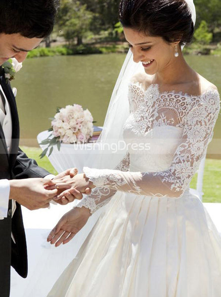 Rustic Wedding Dresses,Modest Wedding Dress,Satin Wedding Dress,WD00154