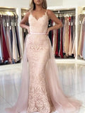 Red Mermaid Prom Dress with Tulle Overskirt,Stunning Evening Dress,PD00422
