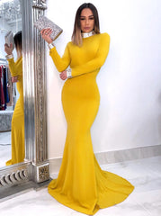 yellow long sleeve formal dress Colette Elegant Long Sleeves Yellow Evening Dress S / Yellow