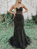Black Lace Prom Dress,Sweetheart Sheath Prom Dress,PD00493