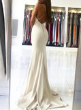 White Mermaid Prom Dress,Spaghetti Straps Evening Dress,PD00529