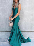 Mermaid V-neck Formal Dress,Spaghetti Straps Prom Dress,PD00532