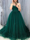 Dark Green Prom Dress with Spaghetti Straps,Ball Gown Prom Dress,PD00539