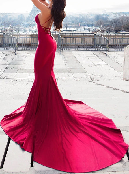 Mermaid Prom Dress,Lace-Up Back Dress,PD00542, US14W / Red Mermaid Prom Dress,Lace-Up Back Dress,PD00542, US14W / Red