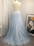 Light Sky Blue Tulle Prom Dress,Elegant Prom Dress,PD00546
