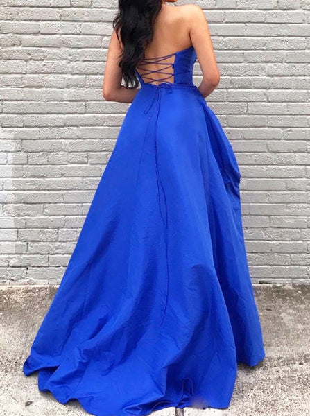 Royal Blue Sweetheart Neckline Prom Dress,Taffeta Long Party Dress,PD00558