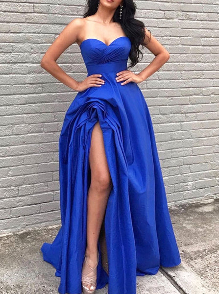 Royal Blue Sweetheart Neckline Prom Dress,Taffeta Long Party Dress,PD00558