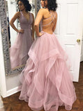 Backless Prom Dresses,Ruffled Prom Dress,PD00420