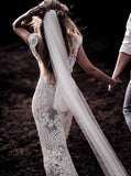 Boho Wedding Dresses,Lace Wedding Dress,Backless Wedding Dress,Long Bridal Dress,WD00260