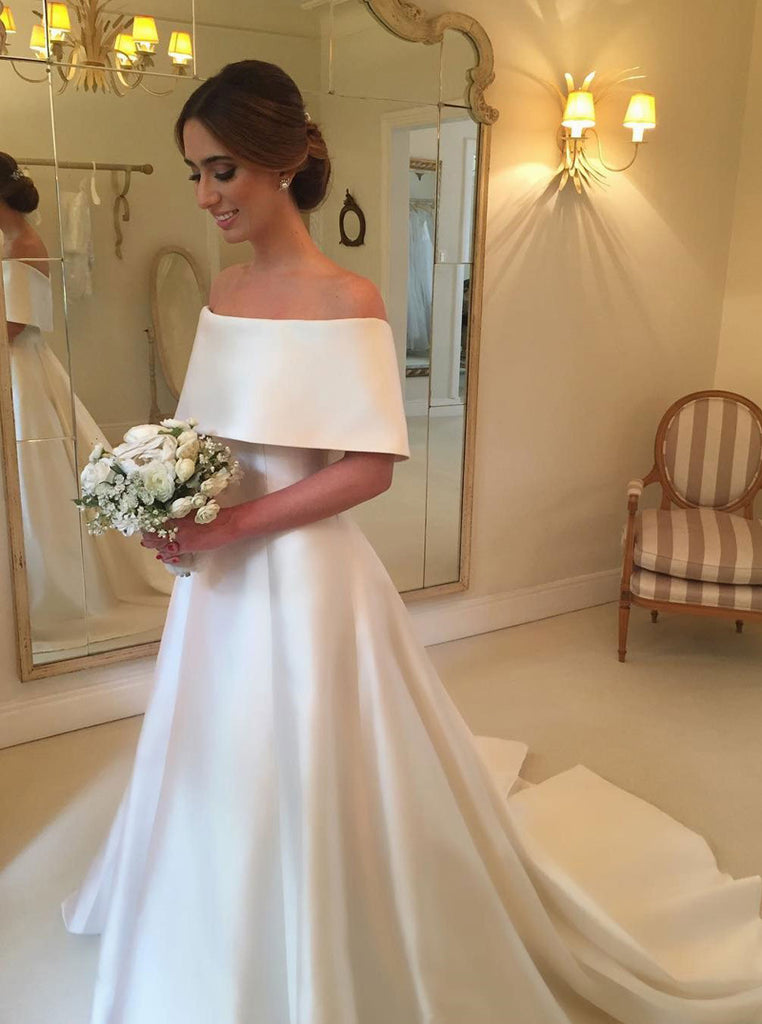 simple satin wedding dresses Dress Sentea with Front Slit Olivia Bottega This simple yet gorgeous gown is for the bride who wants to have a timeless style on her wedding day A Line Satin Wedding Dress,
